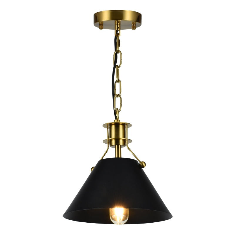 Maxax 1 - Light Cone Pendant with Wrought Iron Accents 