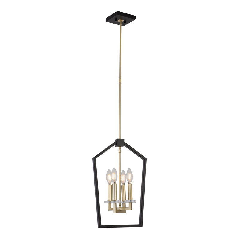 Maxax 4 - Light Lantern Square / Rectangle Pendant With Wrought Iron Accents 