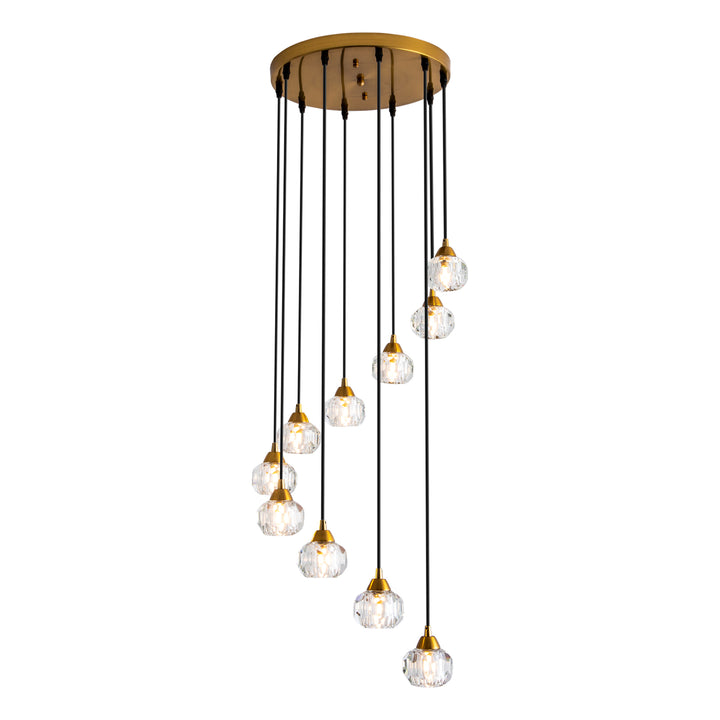 Maxax Light Golden Unique Tiered Chandelier With Crystal Accents #MX19053-10GD-P