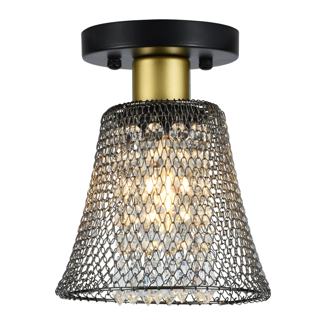 Maxax Tapered Metal Crystal Semi-Flush Mounted Lamps #MX5009-C1BK
