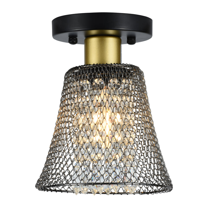 Maxax Tapered Metal Crystal Semi-Flush Mounted Lamps #MX5009-C1BK