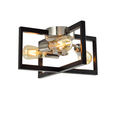 MAXAX 3 - Light 15in Lantern Square  Flush Mount#MX21029-3BK