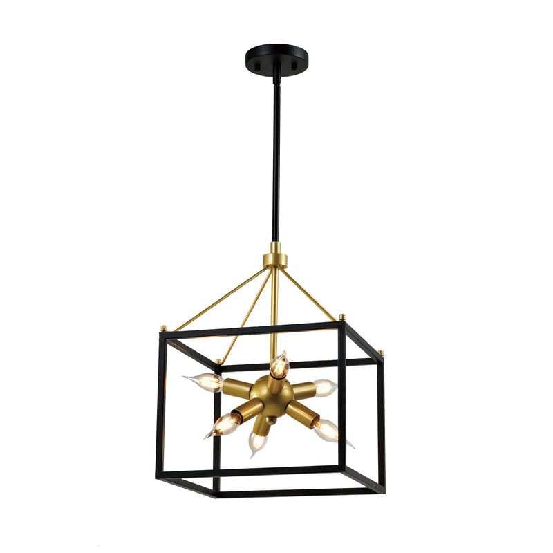 MAXAX 6 - Light Lantern&Sputnik Square / Rectangle&Sphere Chandelier With Wrought Iron Accents