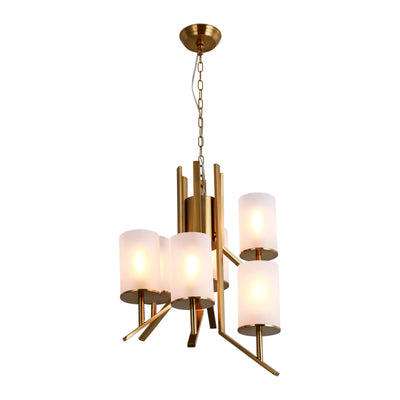 Zaza Designs 6 - Light Candle Style Classic / Traditional Chandelier With Wrought Iron Accents #MX19129-6GD-P