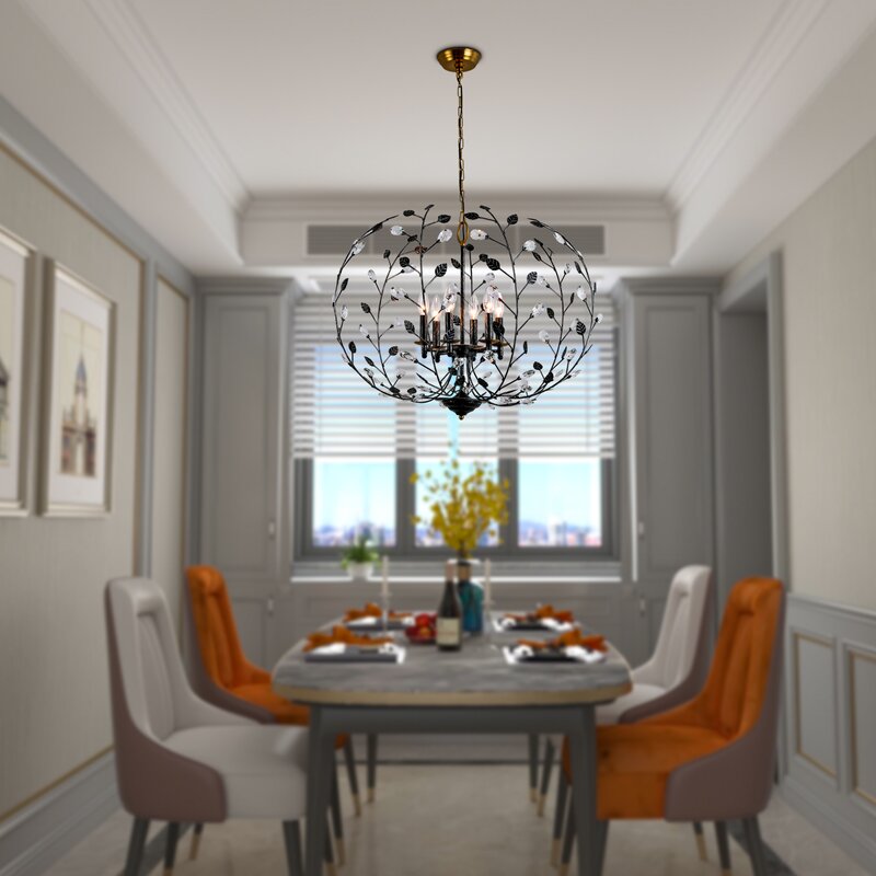 MAXAX 6 - Light Unique / Statement Classic / Traditional Chandelier With Wrought Iron&Crystal Accents