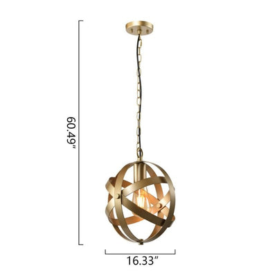 MAXAX 1 - Light Single&Kitchen Island Globe Champagne Gold Pendant With Wrought Iron Accents (Set of 3)#MX21016-1CP