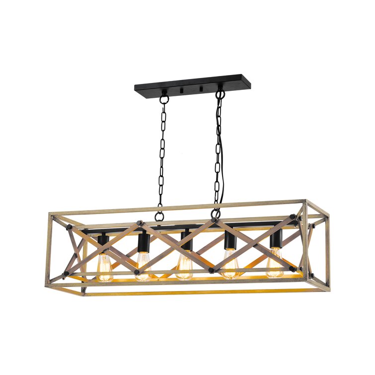 MAXAX 5 - Light Kitchen Island Square / Rectangle&Linear&Modern Linear With Wrought Iron