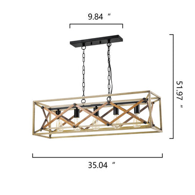 MAXAX 5 - Light Kitchen Island Square / Rectangle&Linear&Modern Linear With Wrought Iron#MX21033-5WD