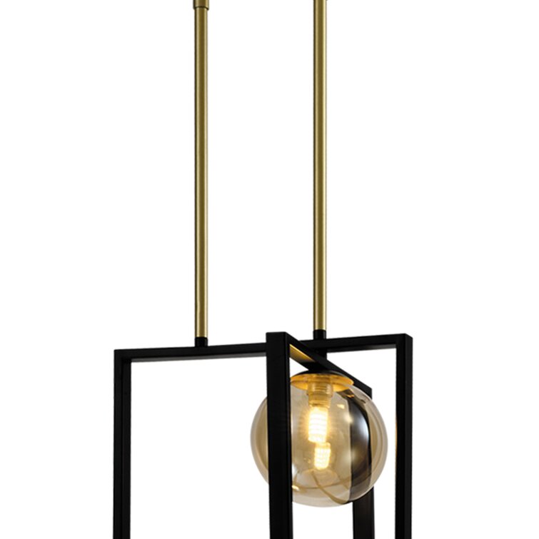 MAXAX 2- Light Lantern&Kitchen Island Square / Rectangle Black/Gold Pendant 