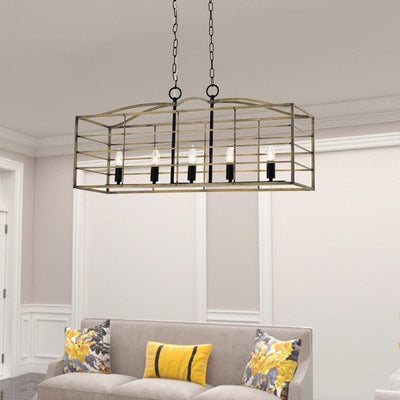 MAXAX 5 - Light Kitchen Island&Candle Style Square / Rectangle&Linear&Modern Linear With Wrought Iron#MX21002-5BK