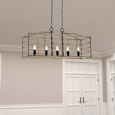 MAXAX 5 - Light Kitchen Island&Candle Style Square / Rectangle&Linear&Modern Linear With Wrought Iron#MX21002-5BK