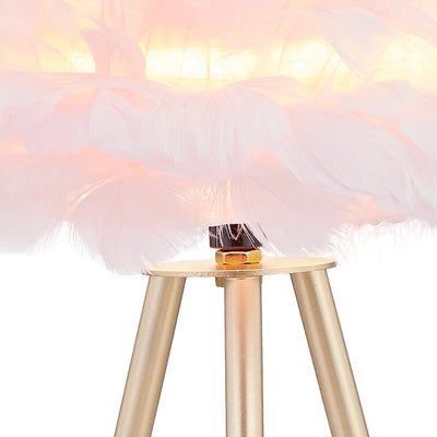 Maxax 14.5in Tripod Feather Table Lamp Set #T107
