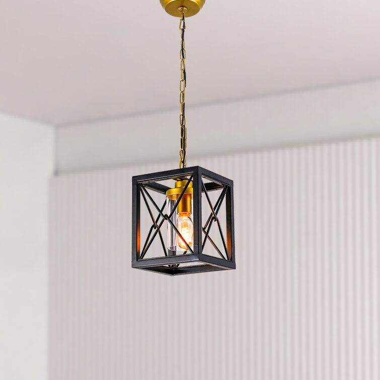 MAXAX 1 - Light Lantern&Kitchen Island Square / Rectangle Black/Gold Pendant With Wrought Iron Accents