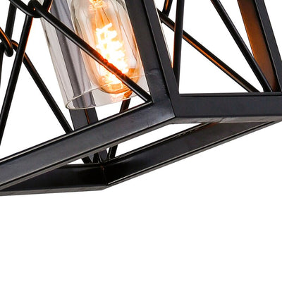 MAXAX 1 - Light Lantern&Kitchen Island Square / Rectangle Black/Gold Pendant With Wrought Iron Accents#MX19133-1BG-P